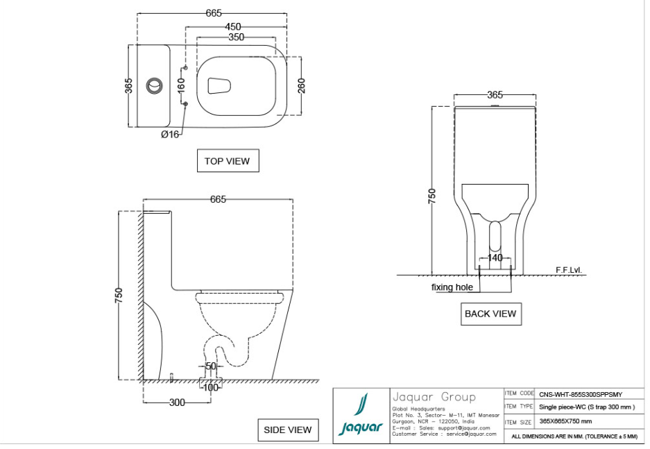 Jaquar Rimless Single Piece WC ( CNS-WHT-855S300SPPSMY)