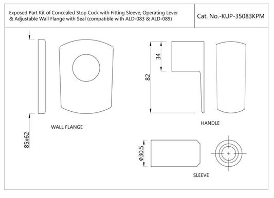 Exposed Part Kit of Concealed Stop Cock & Flush Cock - Chrome (KUP-CHR-35083KPM)