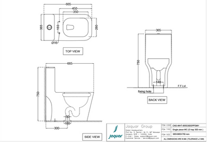 Jaquar Rimless Single Piece WC ( CNS-WHT-855S300SPPSMY)