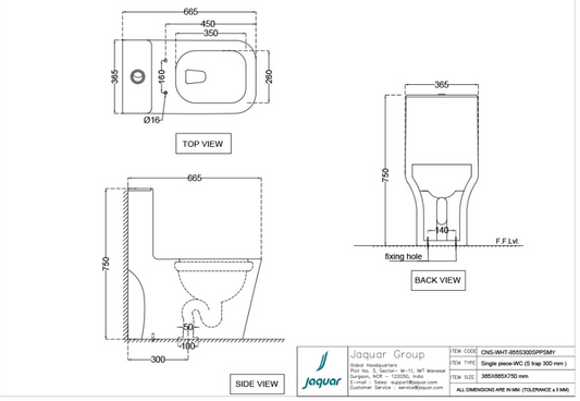 Jaquar Rimless Single Piece WC ( CNS-WHT-855S300SPPSMY)